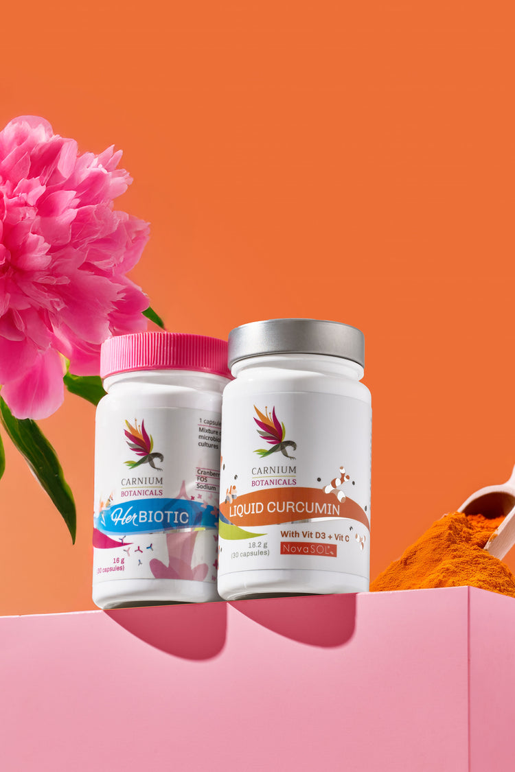 Пакет "Сияйна и чиста кожа без възпаления" (Her Biotic + Течен Куркумин)