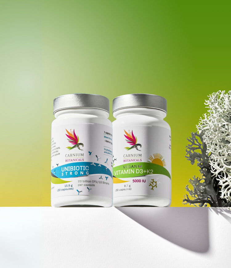 Пакет за укрепване на имунната система с мощни пробиотици (Unibiotic STRONG + Витамин D3+K2)